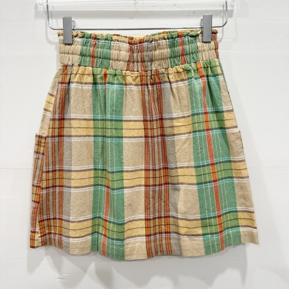 Urban Outfitters Fall Plaid Mini Skirt Drawstring Large Pockets Cotton XS - Picture 2 of 7